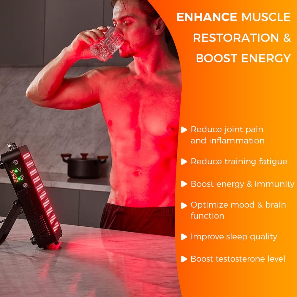 BestQool Red Light Therapy, 6 Wavelengths Infrared Light Therapy with Stand, Elite Grade 60 LED Dual Chip Red Light Therapy for Face, Body, Pain Relief, Recovery, Improve Sleep, 140W
