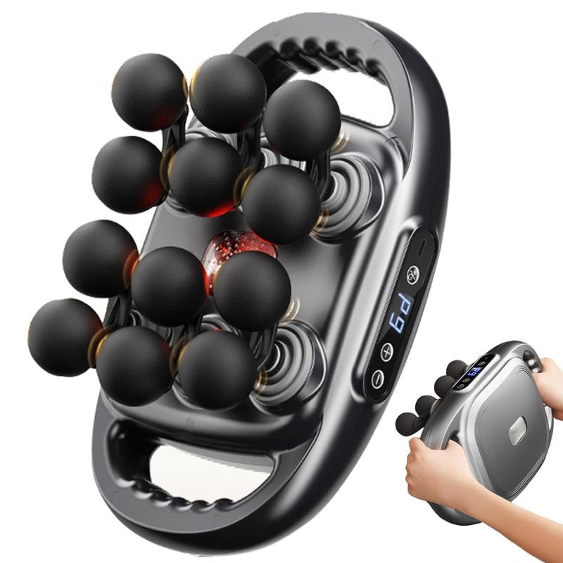 12-Head Deep Tissue Massage Gun with 30 Percussion Levels & Red Light Therapy Quiet Electric Muscle Relief for Body Back Shoulder Leg Foot Painincludes (Includes 6 Replacement Heads)