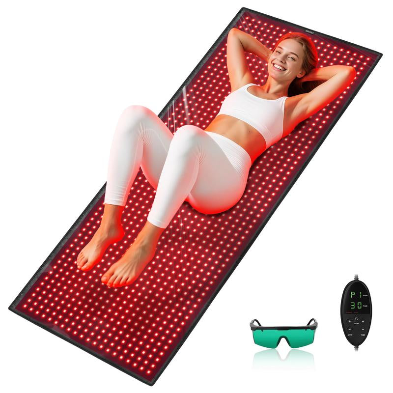 WEETALL Red Light Therapy Mat 71''X31'' Extra Large Infrared 1280 Leds 660Nm 850Nm Pain Relief Body Relax Energy Recovery Joint Repair Sleep Improvement
