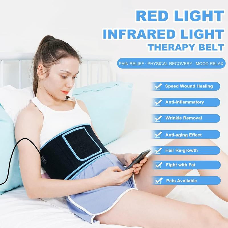 Red Light Therapy Infrared Light Therapy Wrap Belt for Body Pain Relief Wearable Large Pad for Waist Back Stomach Muscle Repair, Decrease Inflammation, Speed Healing with Controller Comfort Friend Gift Comfort