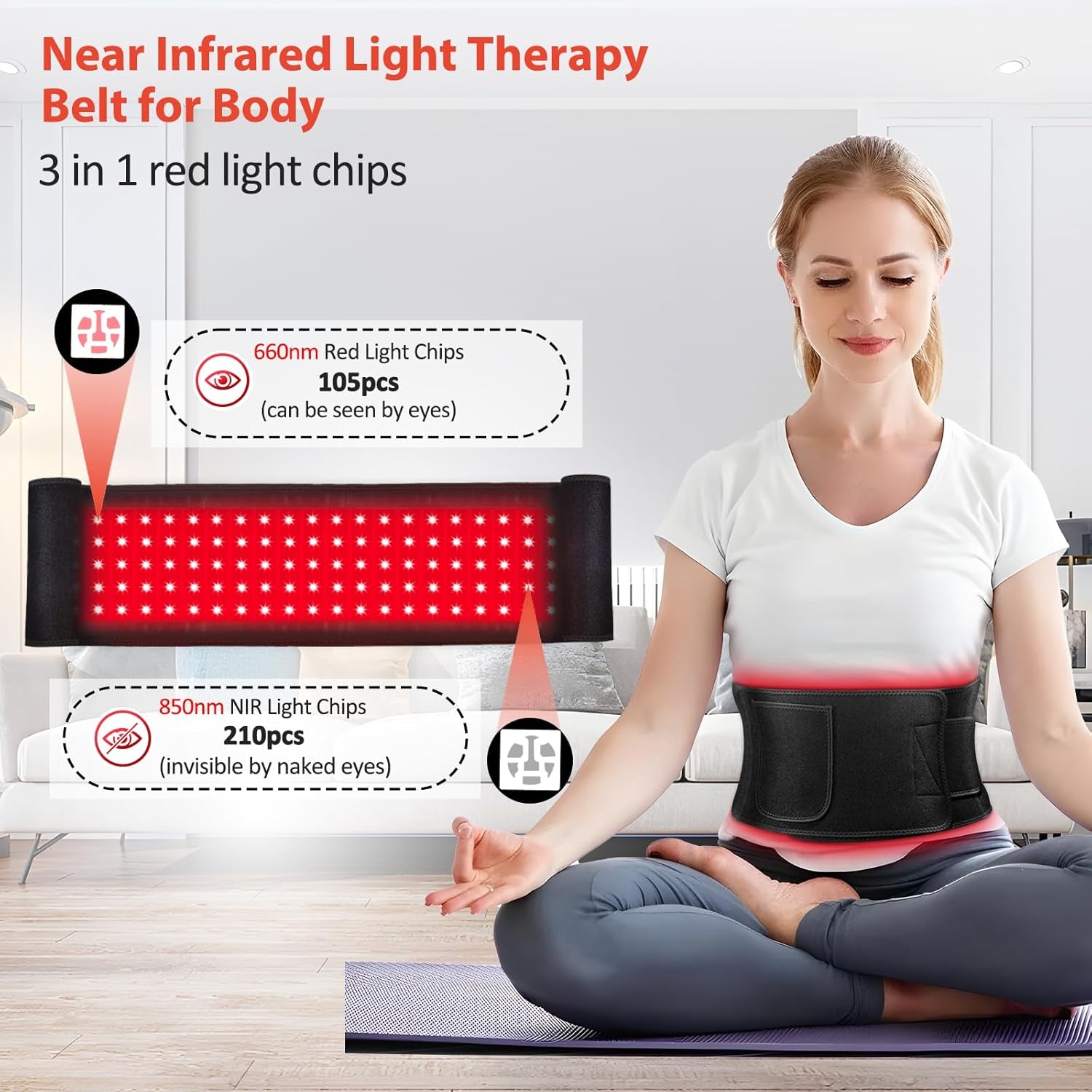 Transform Your Well-Being with the Upgraded GMOWNW Red Light Therapy Belt – 3 in 1 LED Beads for Targeted Relief with Remote Control