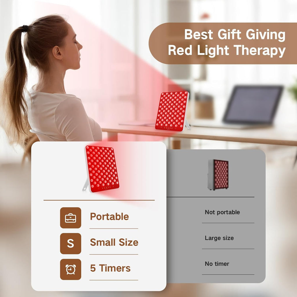 Transform Your Skin with the Red Light Therapy Lamp - 165 LED Panel for Face & Body, Portable Deep 660Nm - 850Nm Infrared Device with Eye-Patch in Sleek White