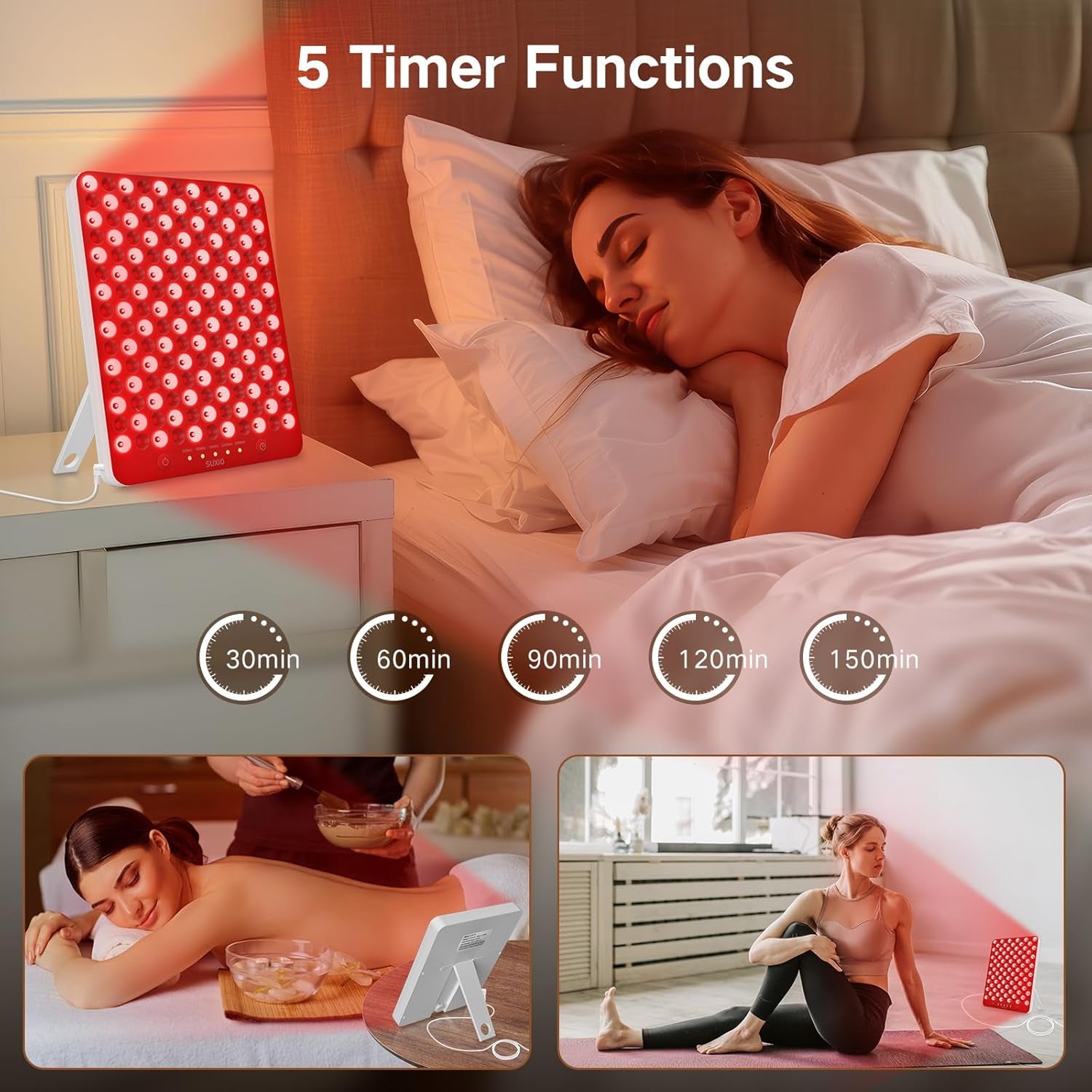 Transform Your Skin with the Red Light Therapy Lamp - 165 LED Panel for Face & Body, Portable Deep 660Nm - 850Nm Infrared Device with Eye-Patch in Sleek White