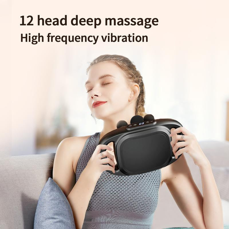 12-Head Deep Tissue Massage Gun with 30 Percussion Levels & Red Light Therapy Quiet Electric Muscle Relief for Body Back Shoulder Leg Foot Painincludes (Includes 6 Replacement Heads)