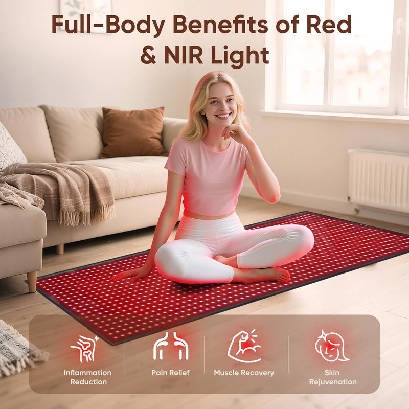 WEETALL Red Light Therapy Mat 71''X31'' Extra Large Infrared 1280 Leds 660Nm 850Nm Pain Relief Body Relax Energy Recovery Joint Repair Sleep Improvement