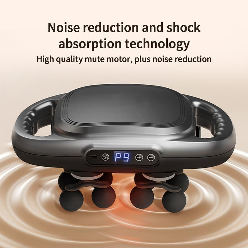 12-Head Deep Tissue Massage Gun with 30 Percussion Levels & Red Light Therapy Quiet Electric Muscle Relief for Body Back Shoulder Leg Foot Painincludes (Includes 6 Replacement Heads)