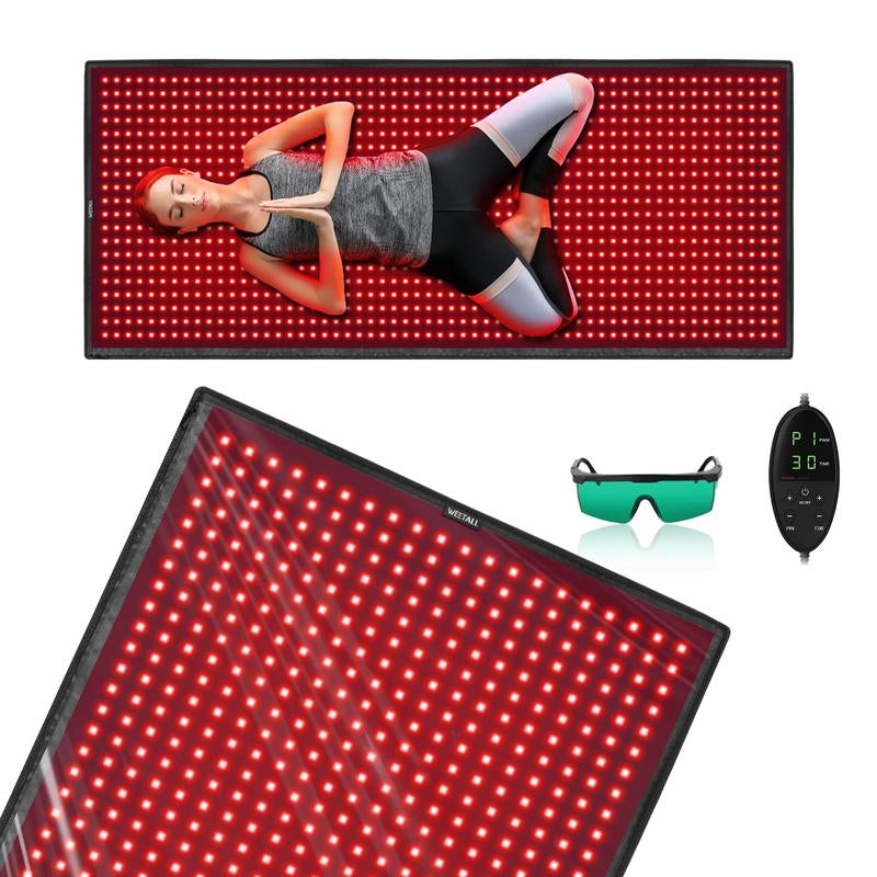 WEETALL Red Light Therapy Mat 71''X31'' Extra Large Infrared 1280 Leds 660Nm 850Nm Pain Relief Body Relax Energy Recovery Joint Repair Sleep Improvement