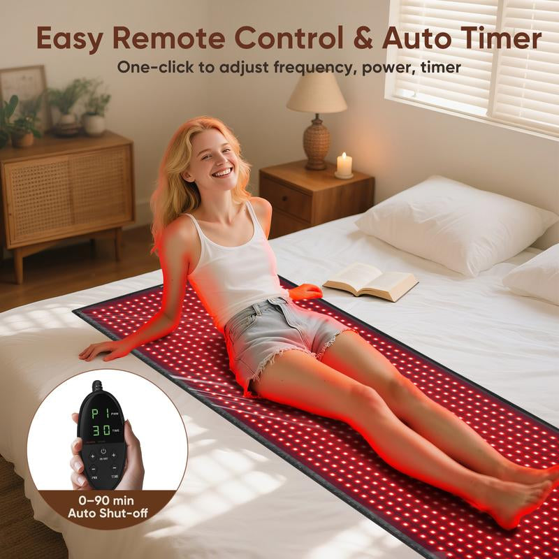 WEETALL Red Light Therapy Mat 71''X31'' Extra Large Infrared 1280 Leds 660Nm 850Nm Pain Relief Body Relax Energy Recovery Joint Repair Sleep Improvement