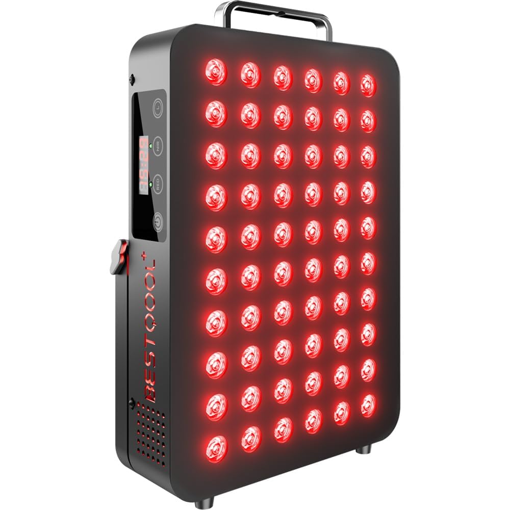 BestQool Red Light Therapy, 6 Wavelengths Infrared Light Therapy with Stand, Elite Grade 60 LED Dual Chip Red Light Therapy for Face, Body, Pain Relief, Recovery, Improve Sleep, 140W