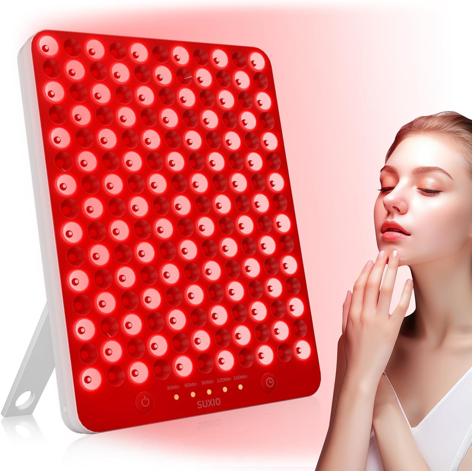 Transform Your Skin with the Red Light Therapy Lamp - 165 LED Panel for Face & Body, Portable Deep 660Nm - 850Nm Infrared Device with Eye-Patch in Sleek White