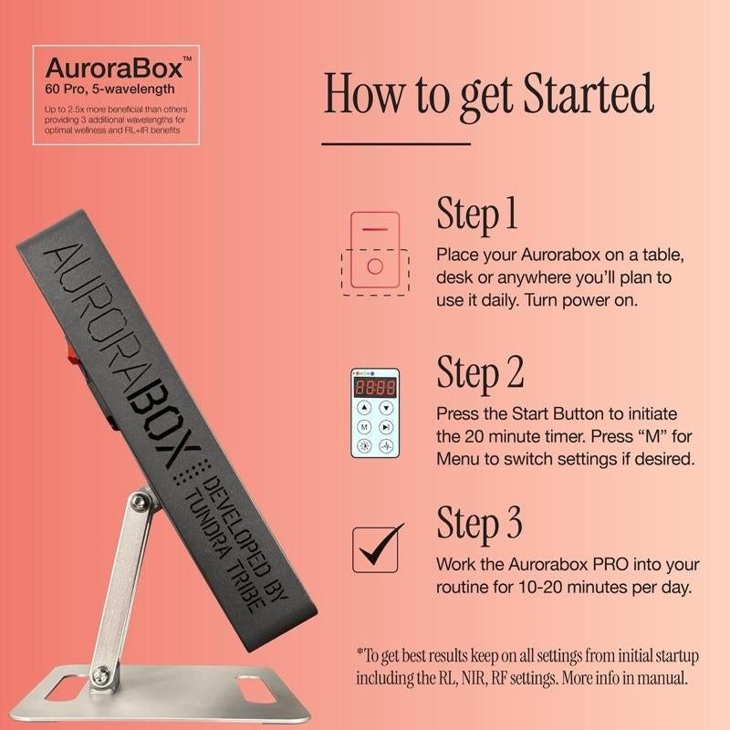 Aurorabox 60 Pro by Tundra Tribe - Physician Backed Red Light Therapy & near Infrared Panel | 5 Wavelength, All-Metal Frame, for Skin, Pain, Anti-Aging, Holistic Healthcare and Fitness Recovery | USA Brand