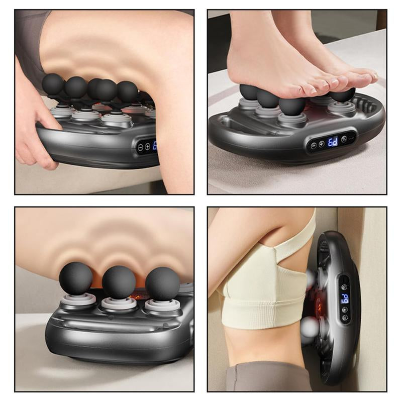 12-Head Deep Tissue Massage Gun with 30 Percussion Levels & Red Light Therapy Quiet Electric Muscle Relief for Body Back Shoulder Leg Foot Painincludes (Includes 6 Replacement Heads)