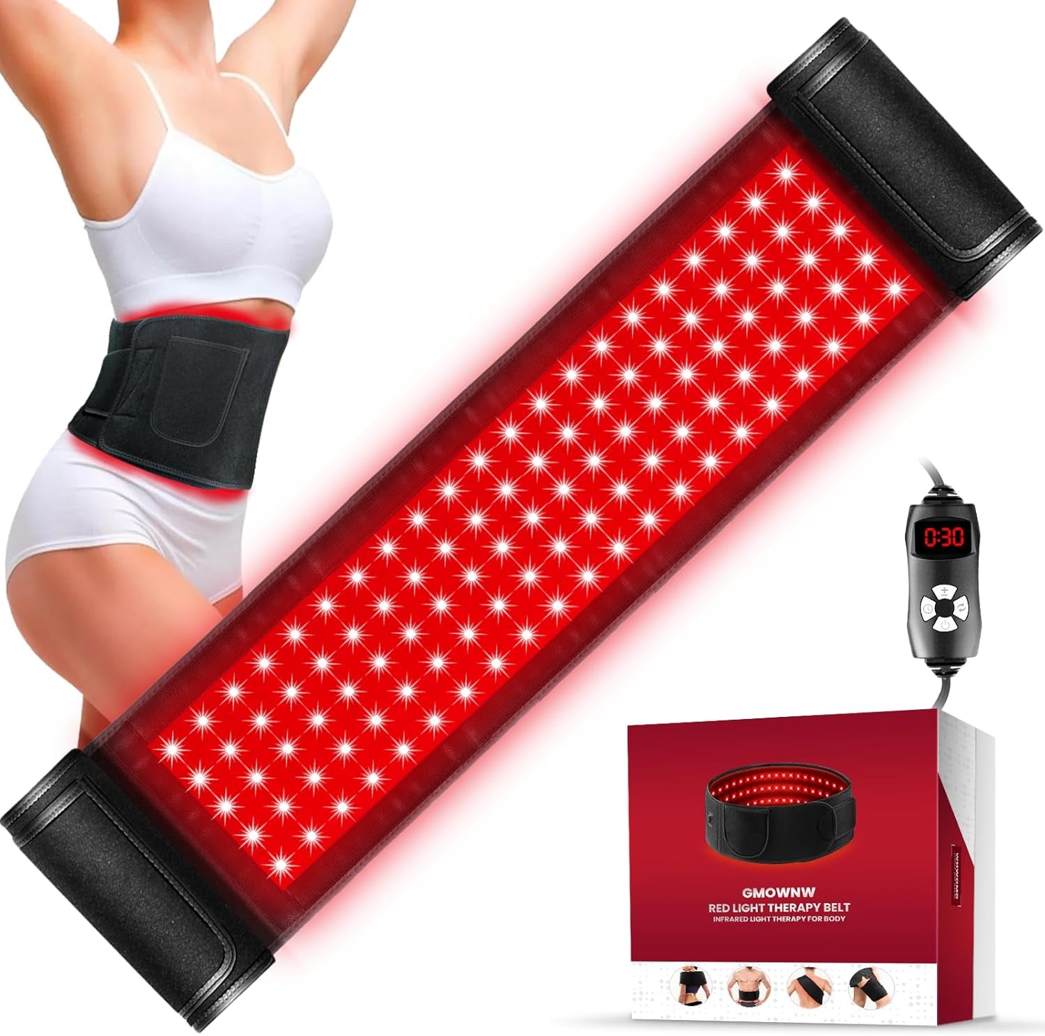 Transform Your Well-Being with the Upgraded GMOWNW Red Light Therapy Belt – 3 in 1 LED Beads for Targeted Relief with Remote Control