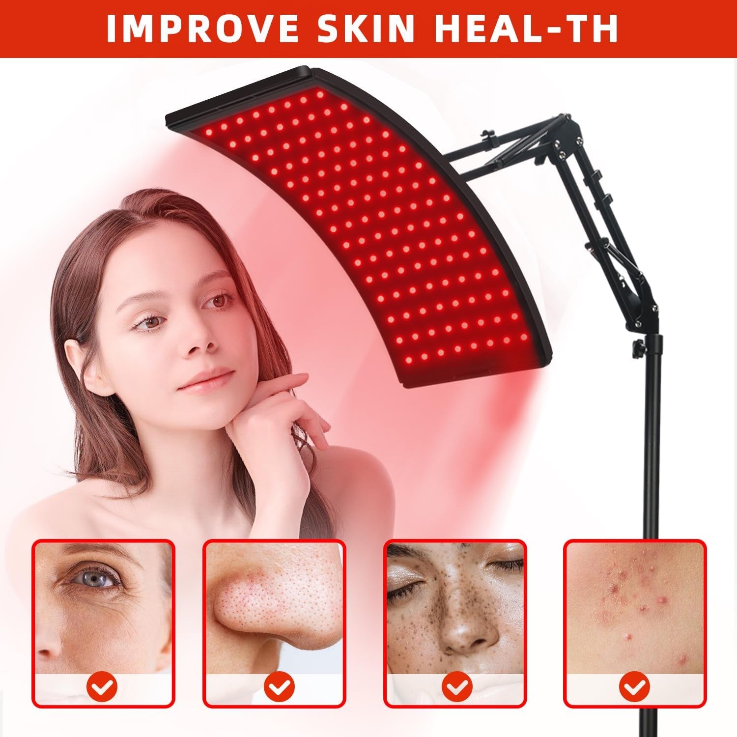 Transform Your Skin and Well-Being with the Viconor Red Light Therapy Lamp - Experience the Power of 660Nm Red and 850Nm Infrared Light for Face and Body Care