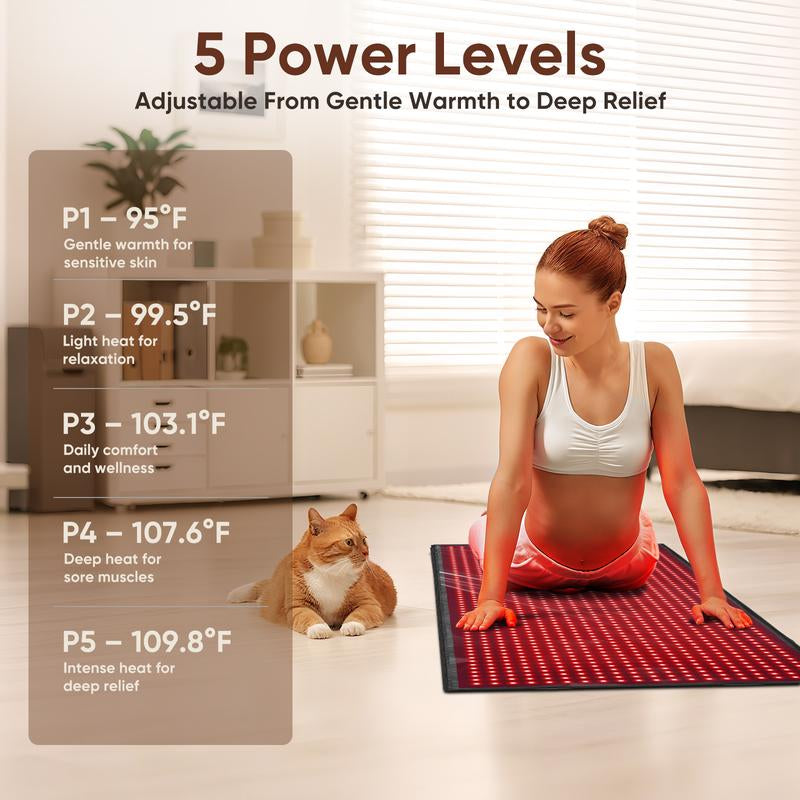 WEETALL Red Light Therapy Mat 71''X31'' Extra Large Infrared 1280 Leds 660Nm 850Nm Pain Relief Body Relax Energy Recovery Joint Repair Sleep Improvement
