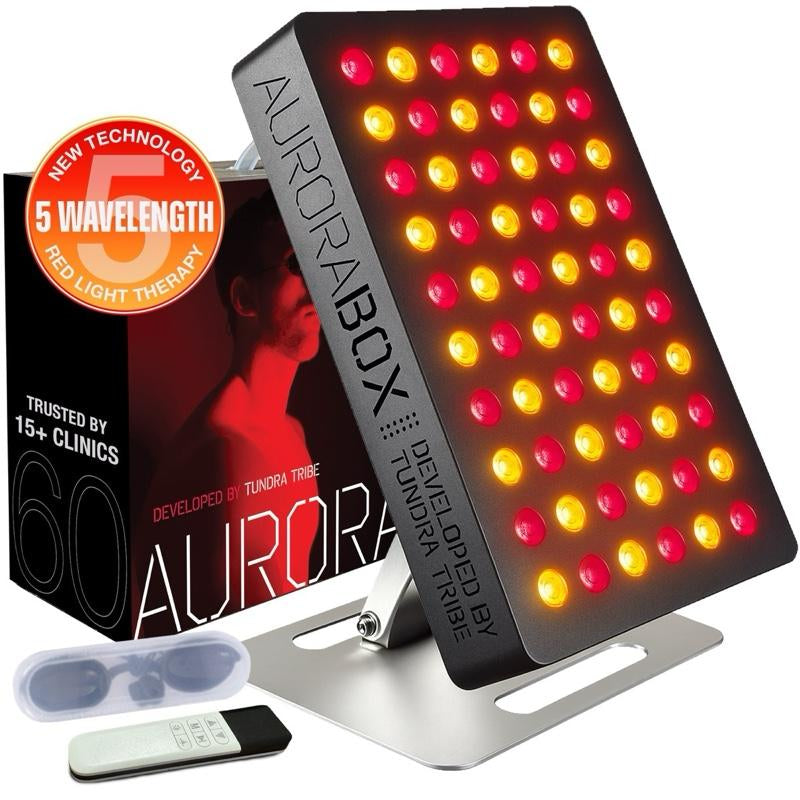 Aurorabox 60 Pro by Tundra Tribe - Physician Backed Red Light Therapy & near Infrared Panel | 5 Wavelength, All-Metal Frame, for Skin, Pain, Anti-Aging, Holistic Healthcare and Fitness Recovery | USA Brand