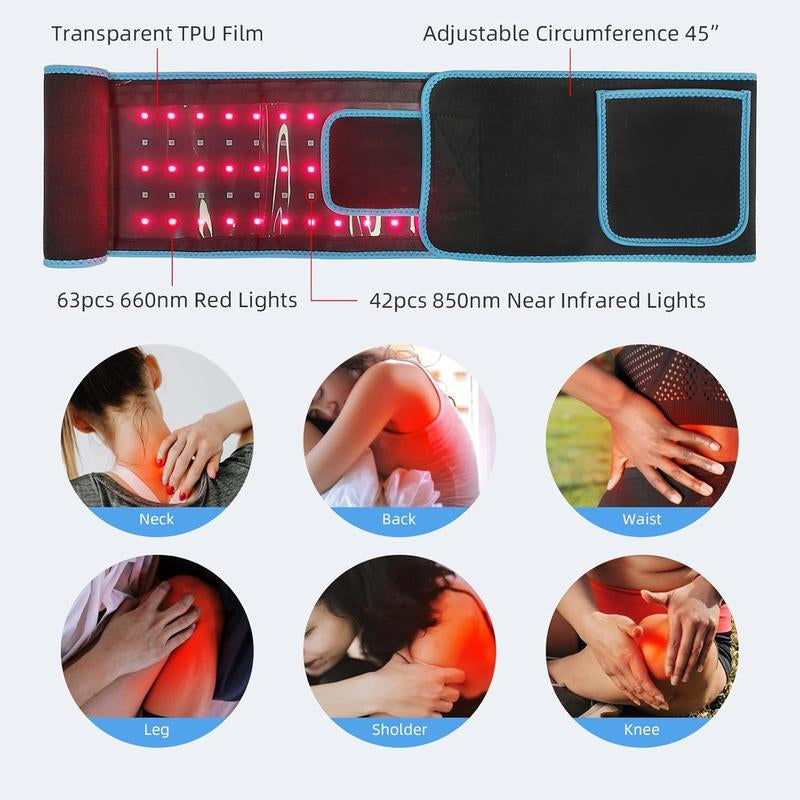 Red Light Therapy Infrared Light Therapy Wrap Belt for Body Pain Relief Wearable Large Pad for Waist Back Stomach Muscle Repair, Decrease Inflammation, Speed Healing with Controller Comfort Friend Gift Comfort